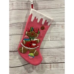 Hobby Lobby Pink Gingerbread Girl Christmas Stocking Candy Cupcake HL 9134919